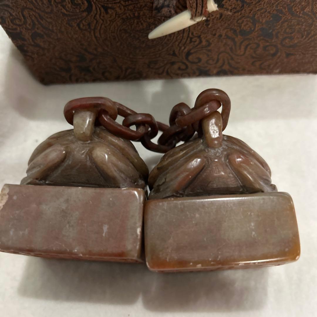 中國清朝古代印章 獅子像 置物 石材製 漢字彫刻付き690g咸豐帝印