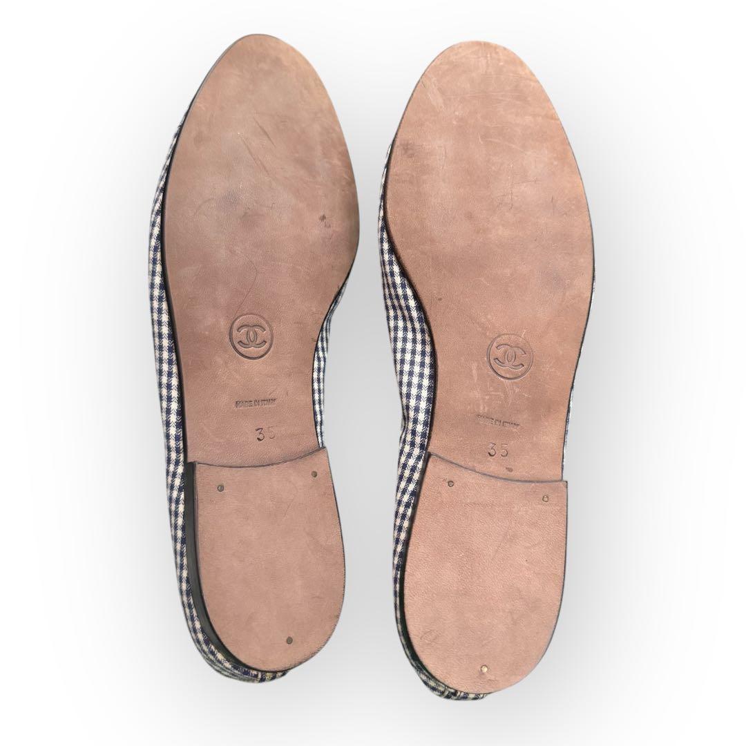 CHANEL ギンガムチェック フラットシューズ
