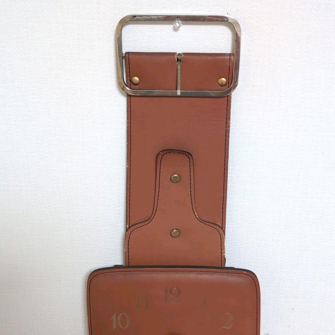 【レア商品】カリモク　腕時計型壁掛け時計 革製 愛知時計 動作難あり
