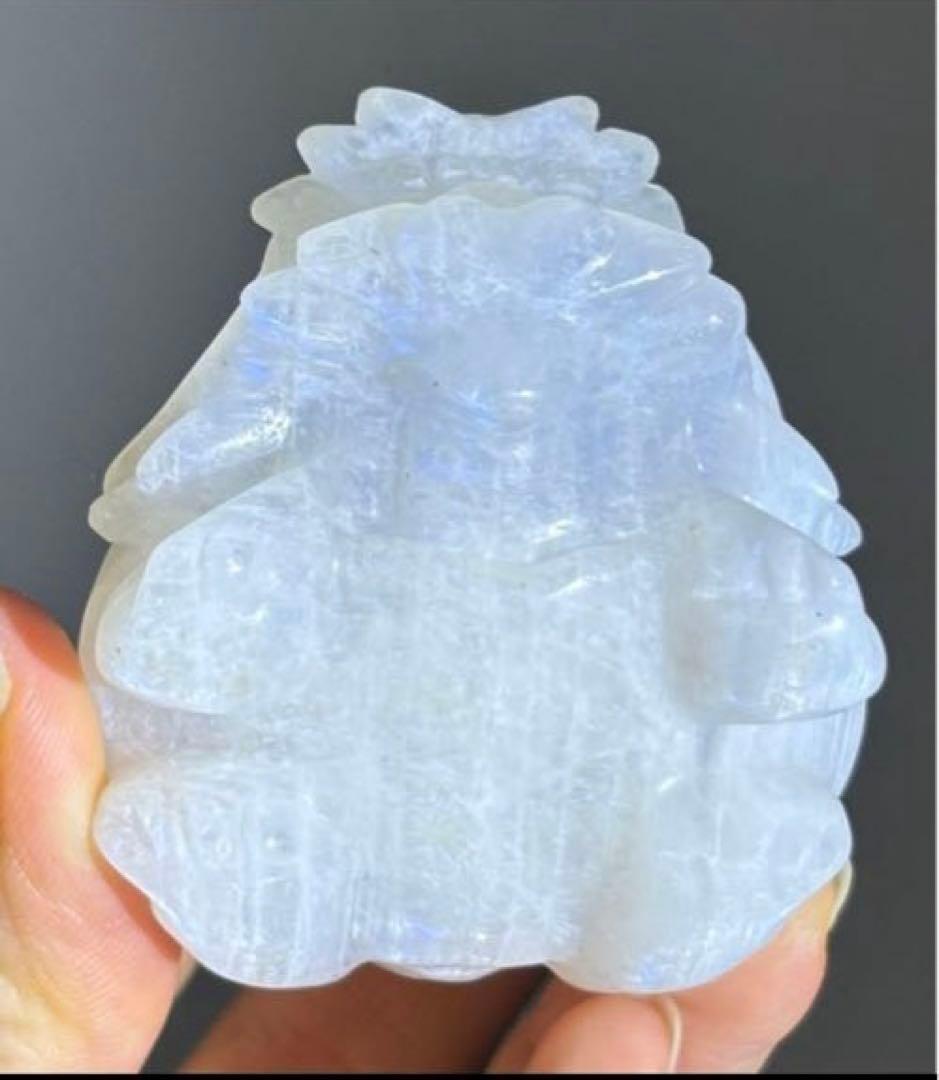 値下げ　希少　高品質　強シラー　ホワイト　ムーンストーン　大きめ　龍亀　ロングイ