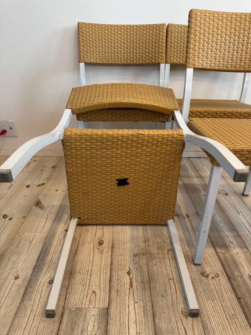ラタン調スタッキングチェア 4脚セット テラス ガーデンチェア④