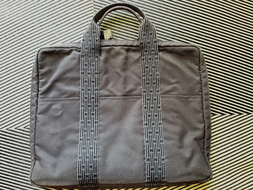 エルメス　エールライン　メンズバッグ　ファスナー&キー付き　ダークグレー