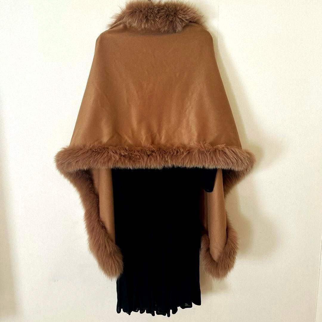 SAGA FURS サガ毛皮・ピュアカシミヤ＆フォックス毛皮大ショールコート新品