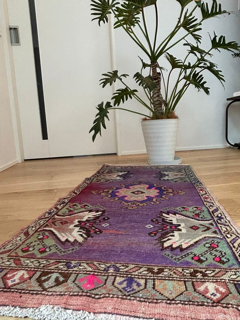 週末セール＊トライバルラグ・トルコヴィンテージラグ・ウール約49×104cm