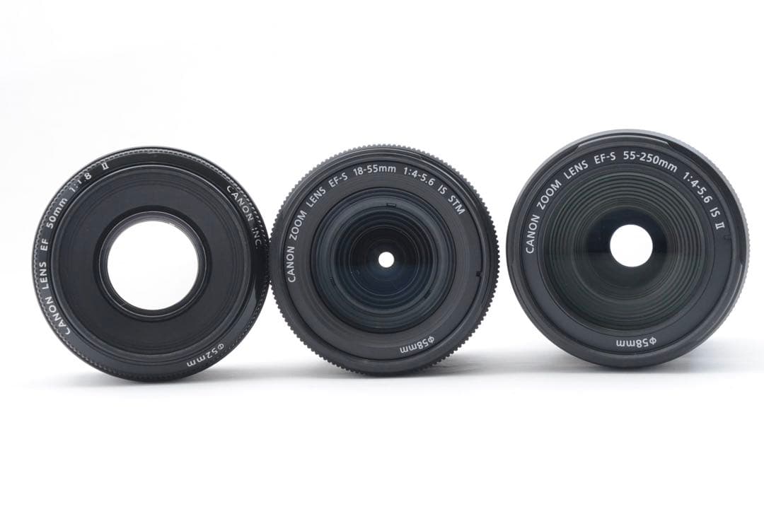 美品/canon kiss x10i/標準&望遠&単焦点トリプルレンズセット