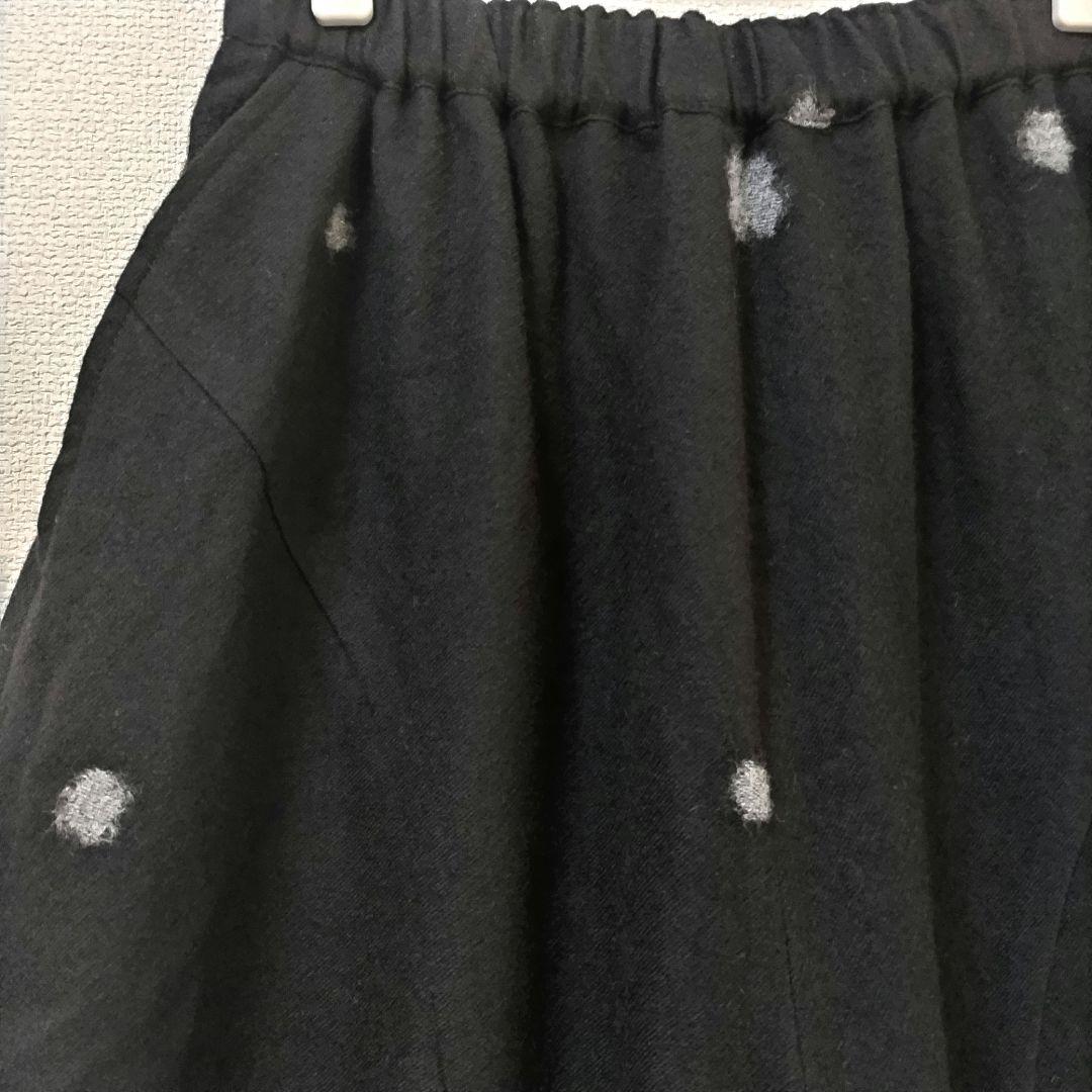 CRESCENT　ガウチョパンツ　ウール　ブラック　ジャガード織り