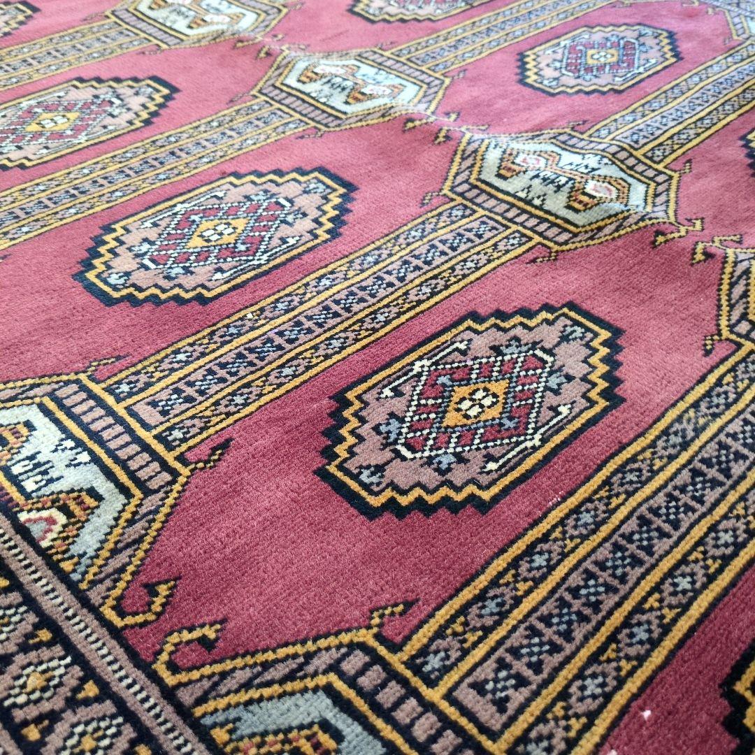 ヴィンテージラグ　パキスタン　トライバルラグ　手織り絨毯　ウール　コットン