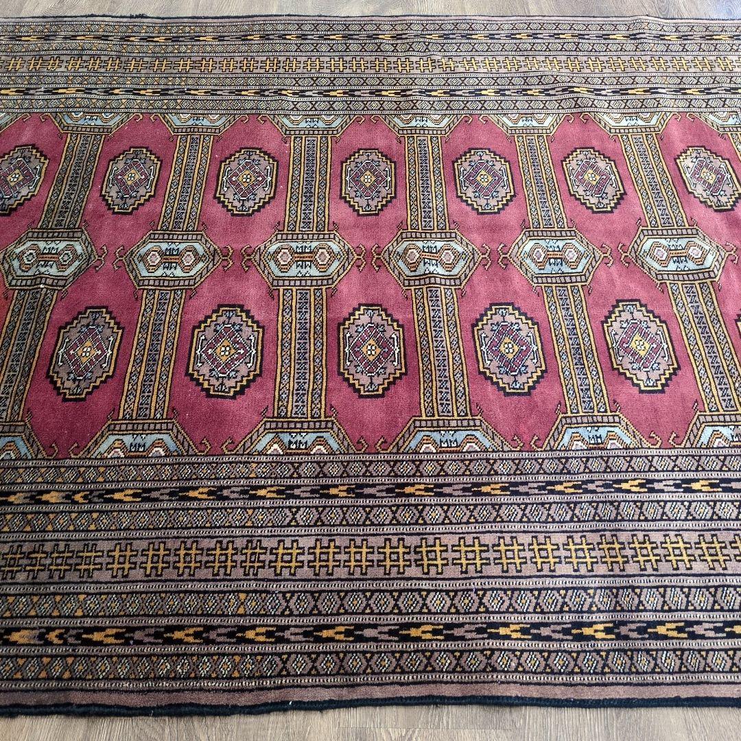 ヴィンテージラグ　パキスタン　トライバルラグ　手織り絨毯　ウール　コットン