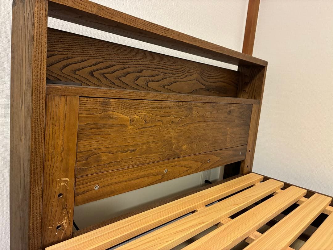 無垢家具　シングルベッドフレーム　栗/檜