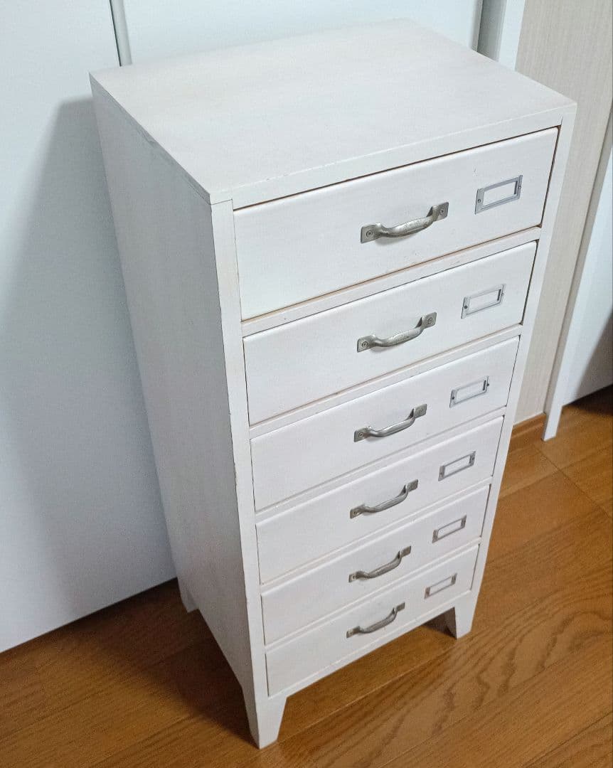 レトロ 6段チェスト キャビネット 北欧 ナチュラル モダン 白 アンティーク風