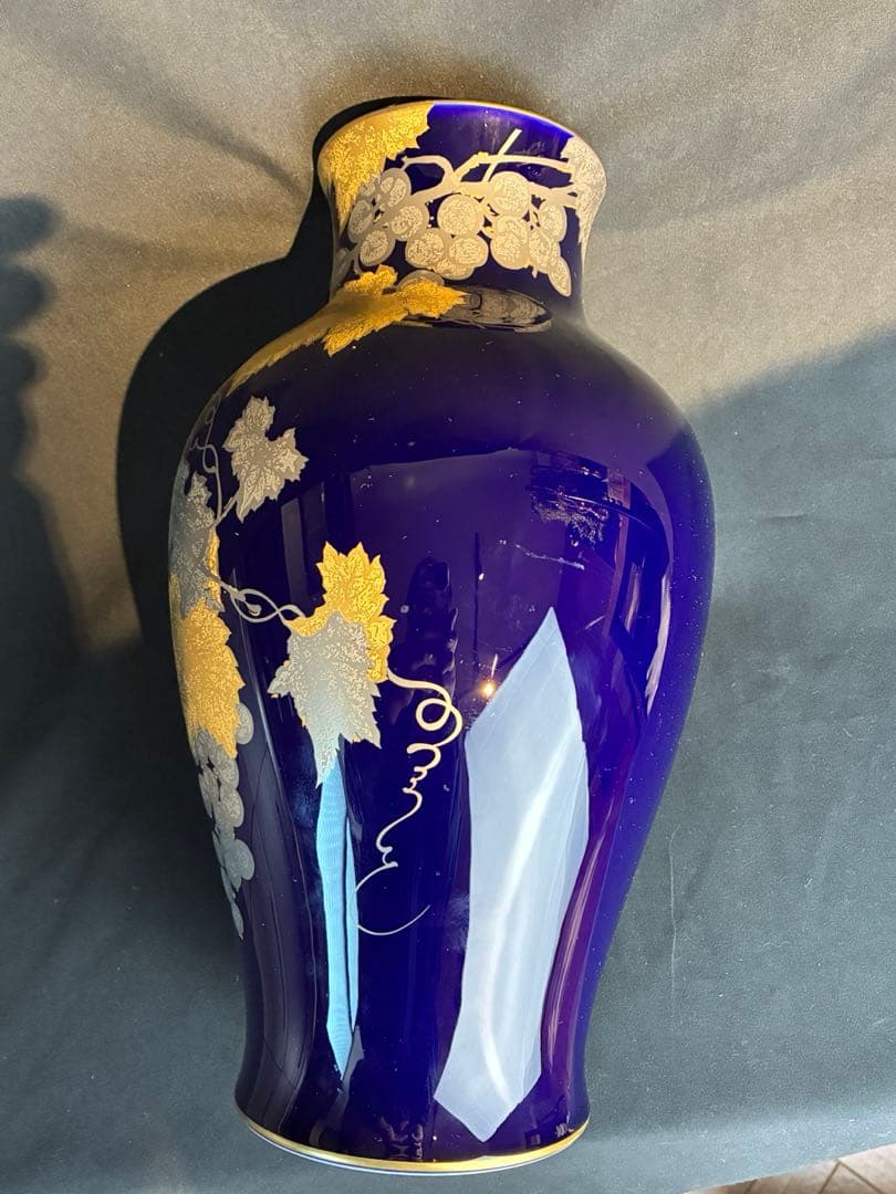 大倉陶園 花瓶 瑠璃金蝕葡萄 36cm OKURA CHINA 箱付 自宅保管