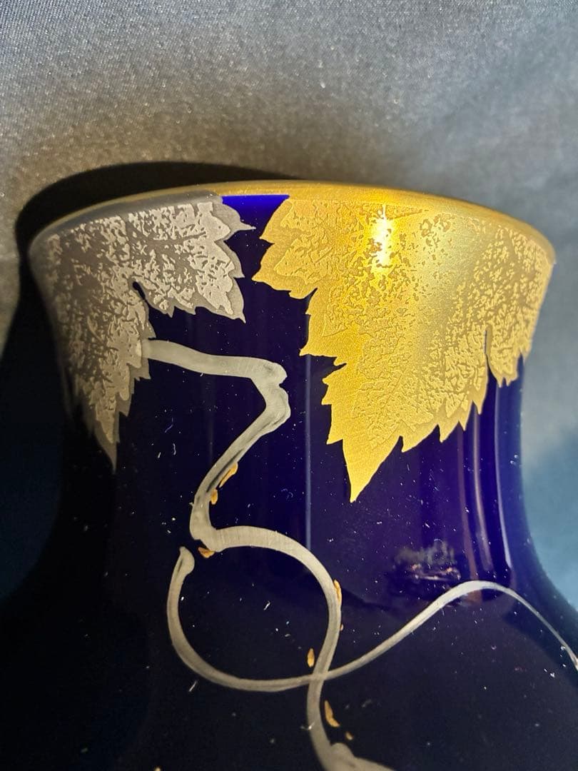 大倉陶園 花瓶 瑠璃金蝕葡萄 36cm OKURA CHINA 箱付 自宅保管