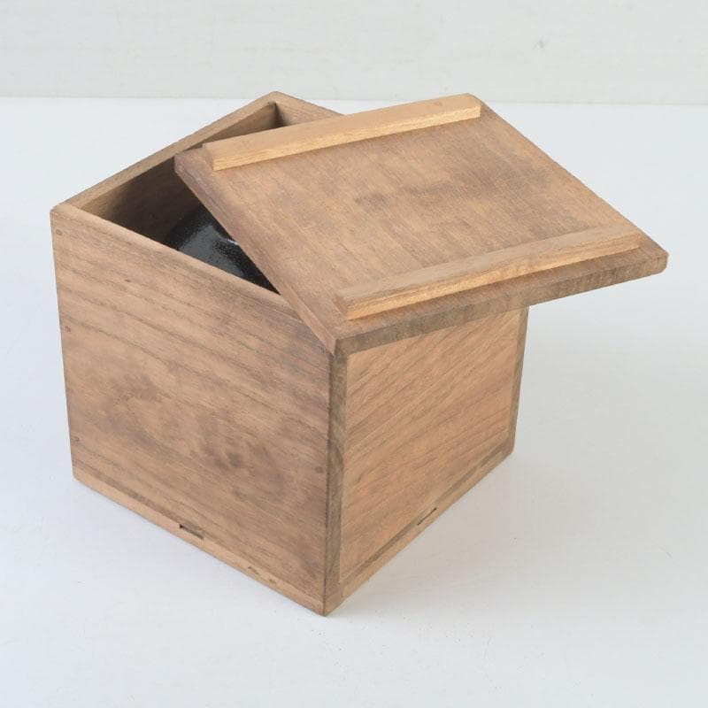 茶道具　伊東陶山造　黒楽筒茶碗　共布共箱　V　9847