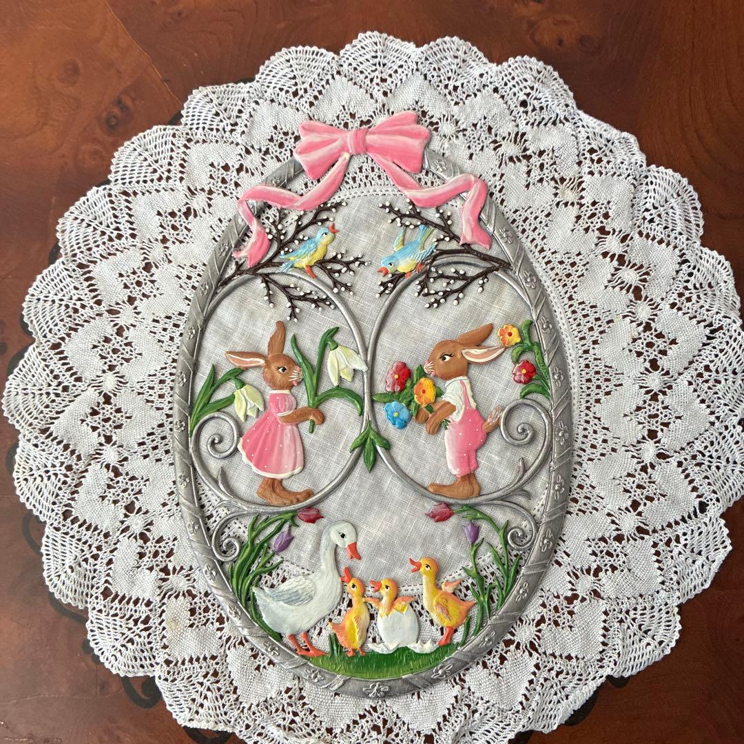 ドイツ　錫製品　ヴィルヘルム・シュヴァイツアー　壁掛けオーバル　イースターうさぎ