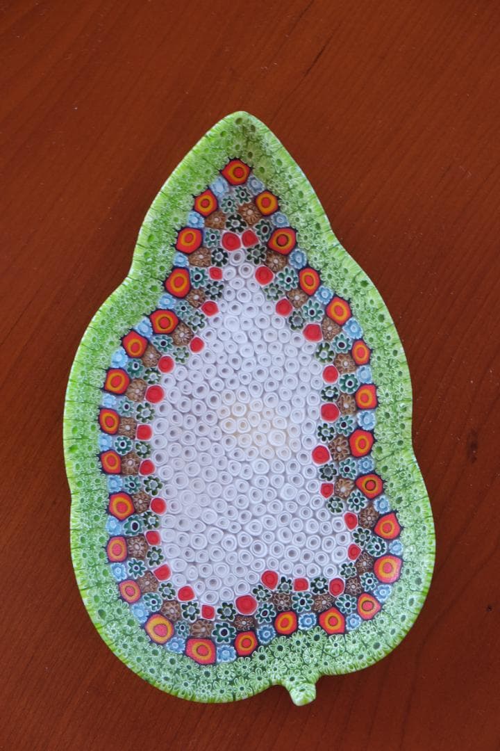 ベネチアングラス プレート ミルフィオリ 時代物 作家物 ムラノガラス 田子美紀