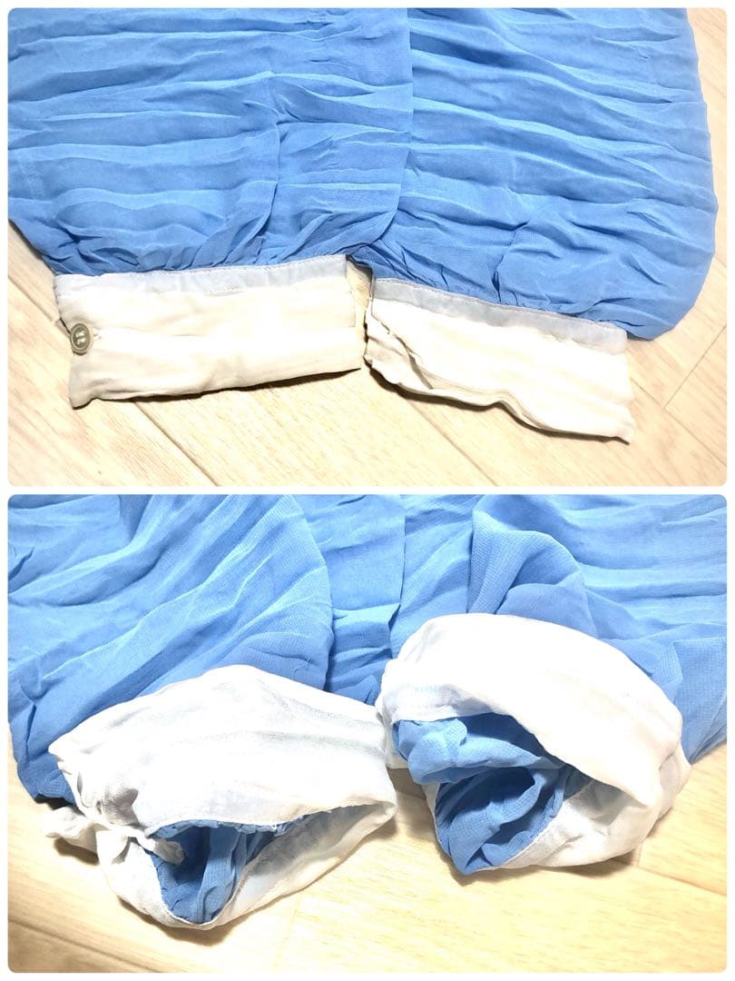 トリココムデギャルソン　プリーツ加工ワンピース　シフォンジョーゼット　バイカラー