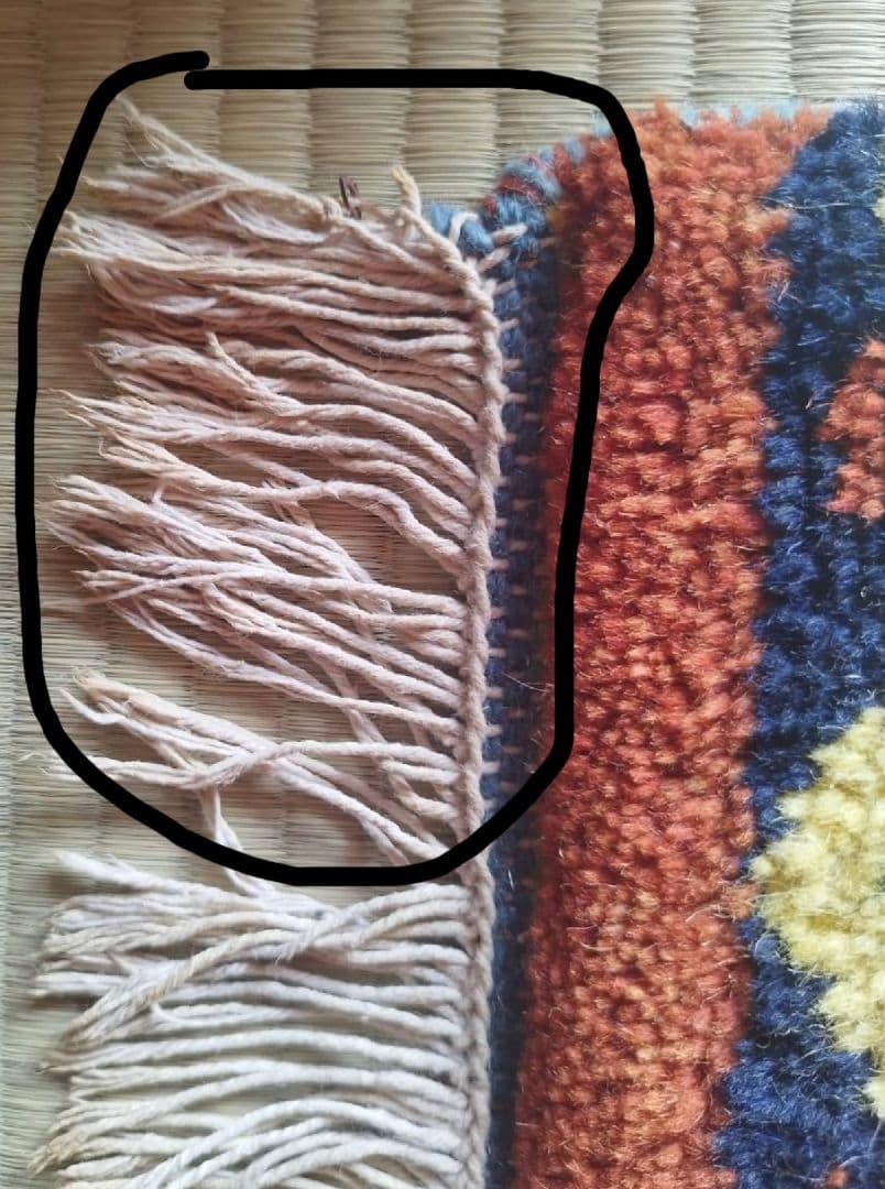 ギャッベラグ 手織りギャべ ペルシャ絨毯 中古品 汚れあり