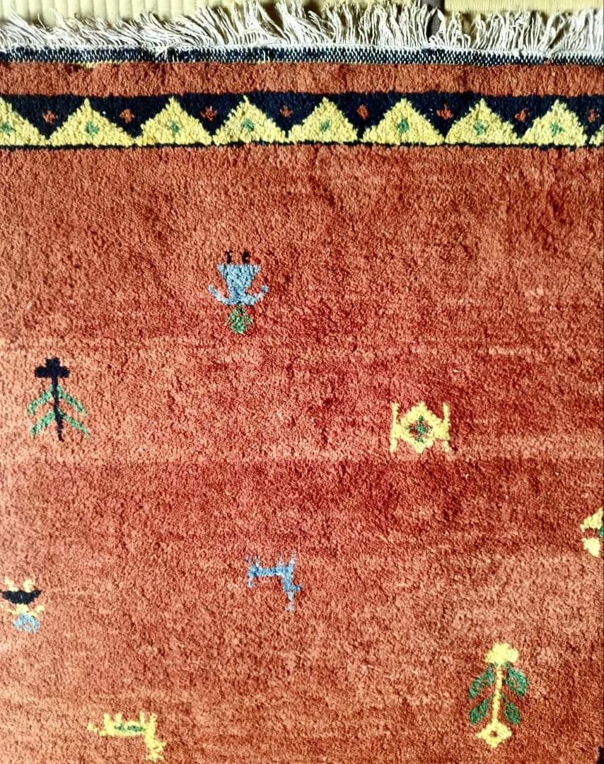 ギャッベラグ 手織りギャべ ペルシャ絨毯 中古品 汚れあり