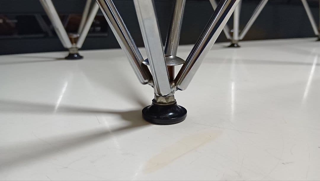 レア　1980's　スペースエイジ　メタル　タワーフレーム　ガラス　テーブル