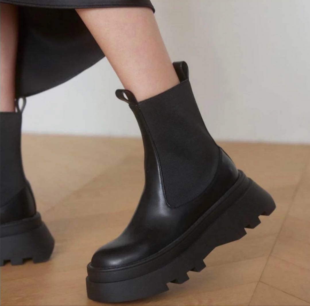 SeaRoomlynn Mould サイドゴアショートブーツ ブラック L 厚底