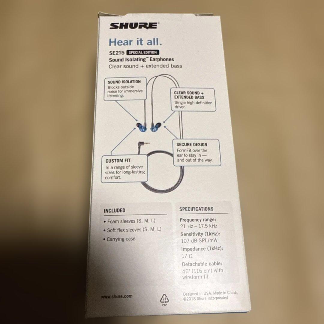 【美品】SHURE SE215