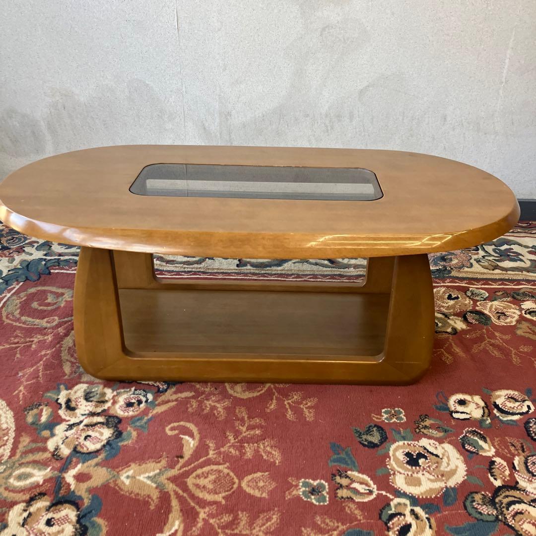 昭和レトロ マルニ 木製オーバルテーブル センターテーブル 古家具 ビンテージ
