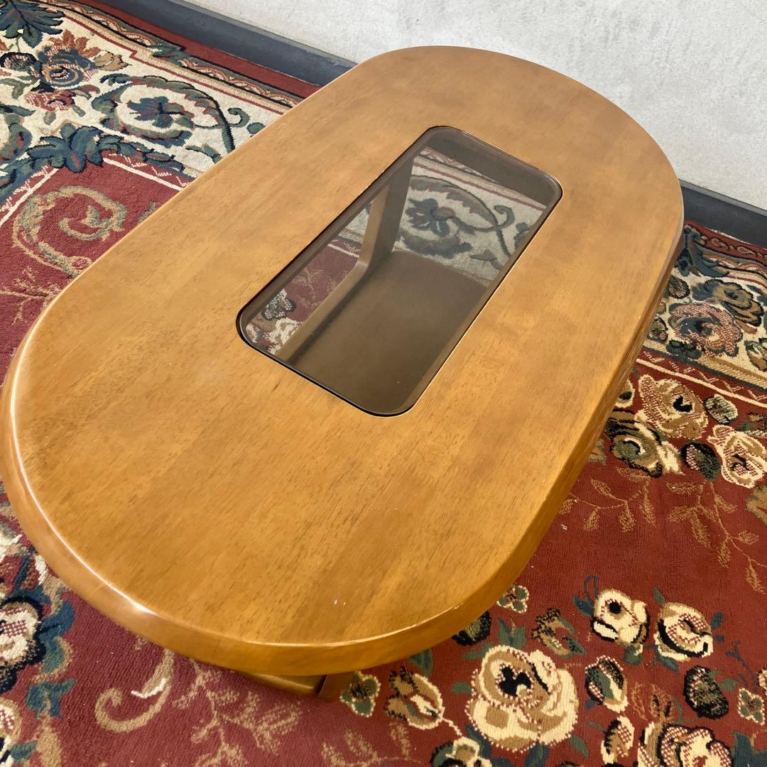 昭和レトロ マルニ 木製オーバルテーブル センターテーブル 古家具 ビンテージ