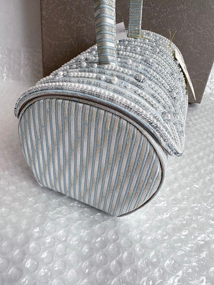 b12 【Lサイズ】未使用 紗織 ビーズ 和装 バッグ 草履 セット