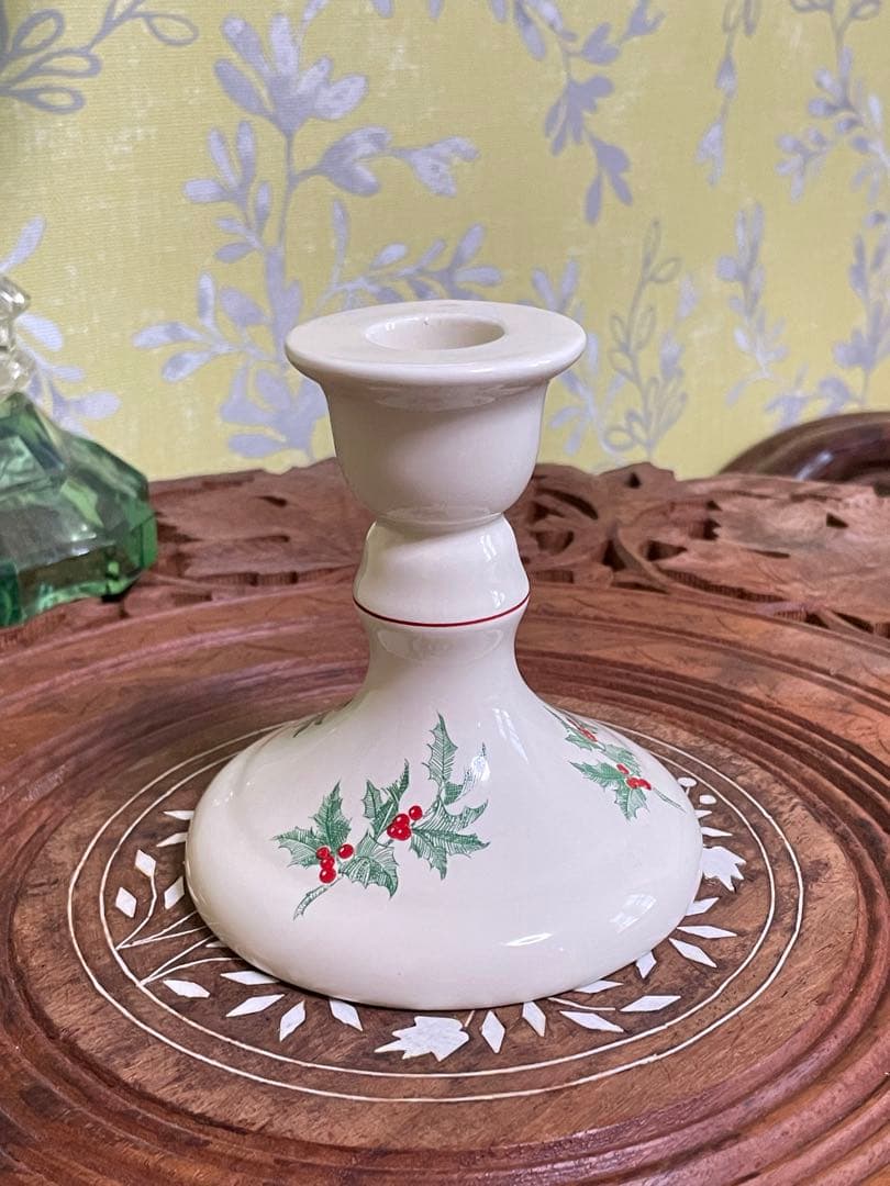 燭台　キャンドルホルダー　クリスマス　ヒイラギ