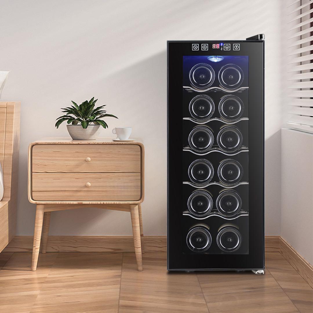 ワインセラー 12本収納 静音 省エネ LED温度表示 家庭用PSE認証