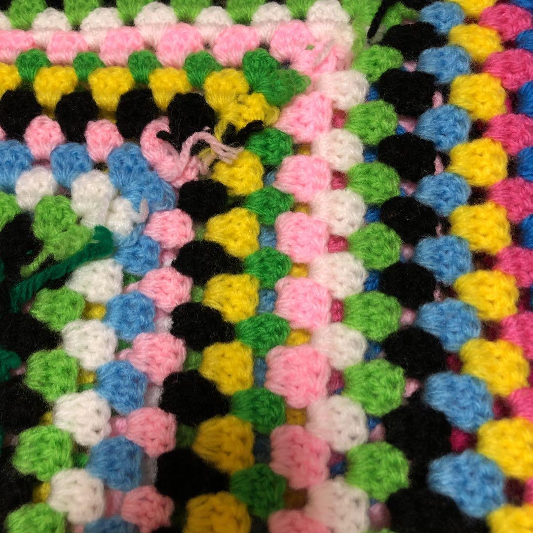 ハンドメイド カラフルな毛糸モチーフ編みカバー マット アフガン ソファーカバー