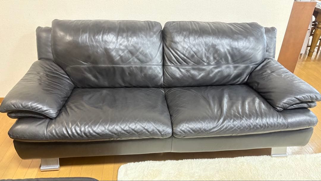 italsofa 黒レザー　3人掛けソファ