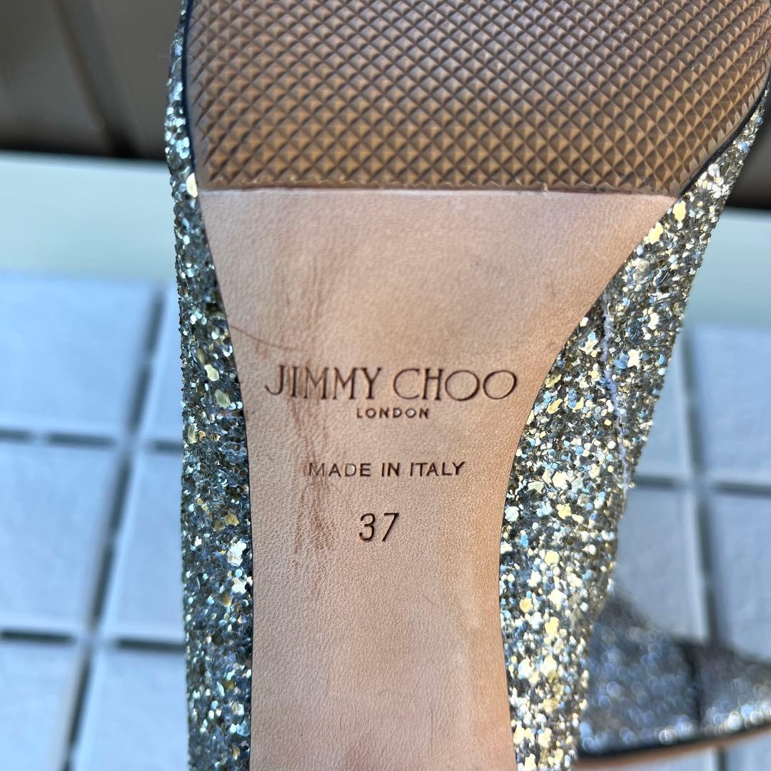 37 Jimmy Choo ショートブーツ　グリッター　ビジュー　ラメ　24