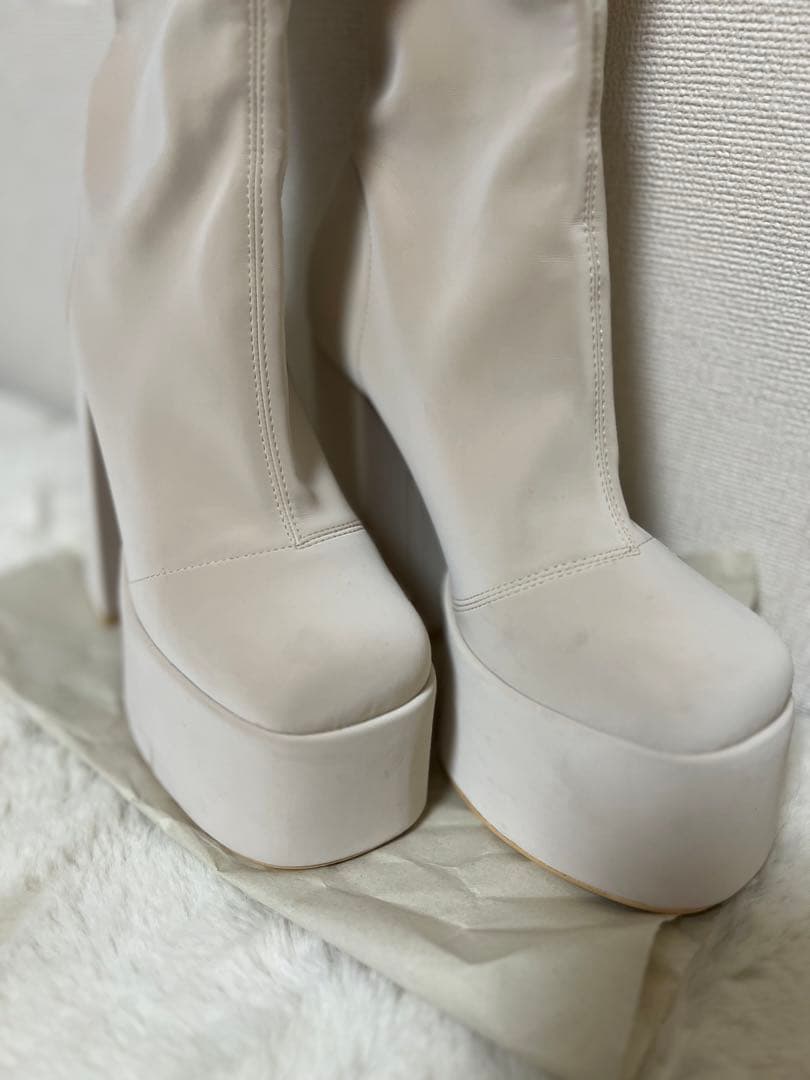 Darich ダーリッチ ウルトラストレッチレザーロングブーツ S アイボリー