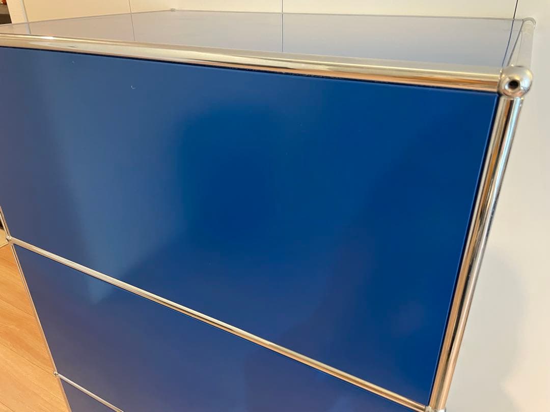 USMハラー　オープンシェルフ　1列3段　ブルー　キャスター付