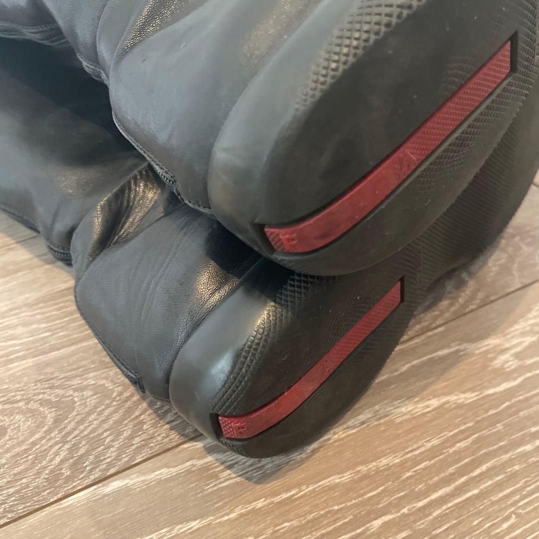 PRADA ブラックレザー ロングブーツ