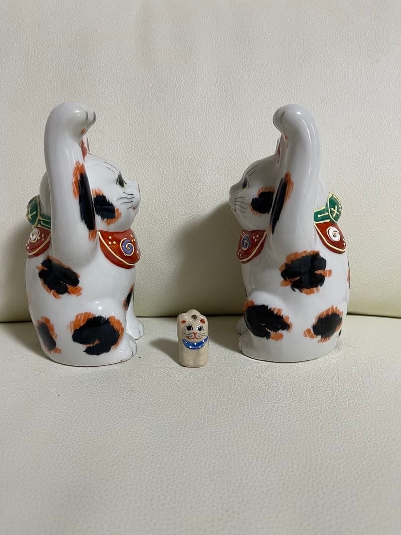 招き猫 九谷焼　2匹（右手）（左手）＆ミニ猫セット