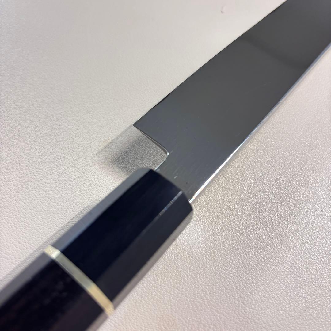 270mm 切付柳刃包丁 鏡面　黒檀黒水牛八角柄 刺身包丁 【全鋼】'ᗤ