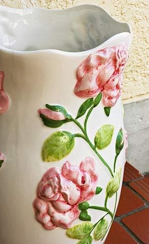 ポルトガル製 傘立て ローズ ピンク バラ レリーフ   PAN-230P