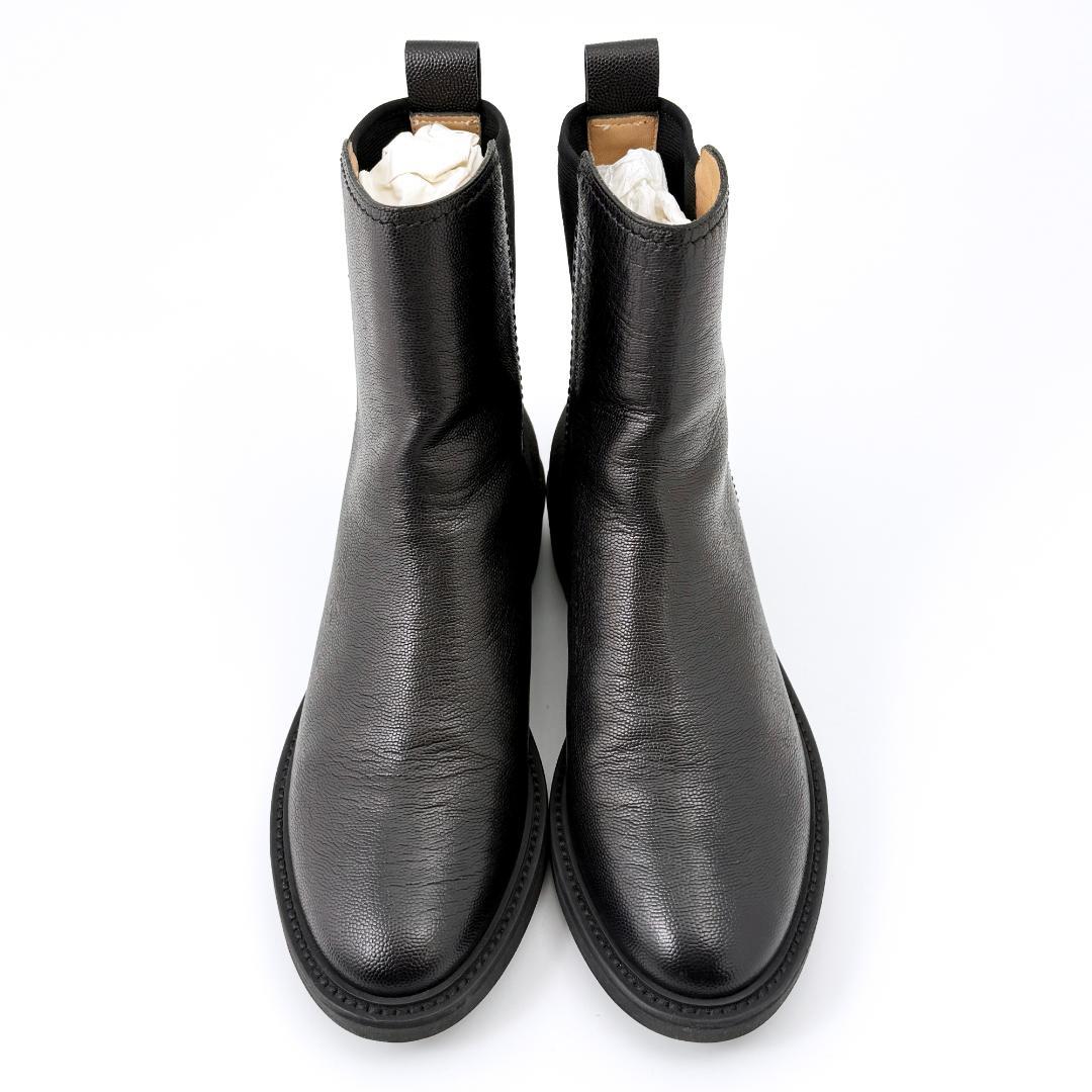 定価17万【極美品】フェラガモ サイドゴアブーツ　背面ロゴ ロゴ金具 23㎝ 黒