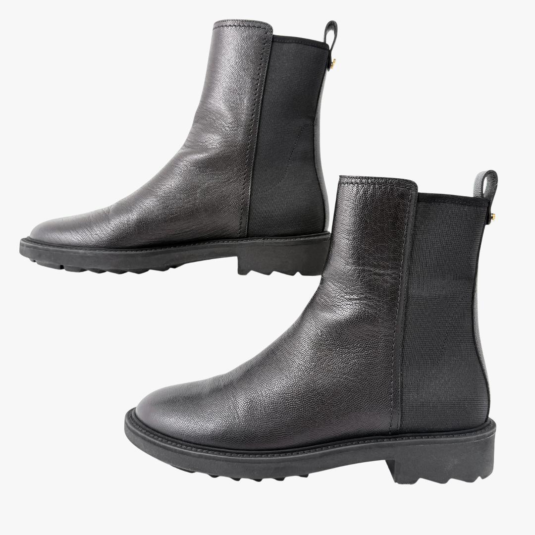 定価17万【極美品】フェラガモ サイドゴアブーツ　背面ロゴ ロゴ金具 23㎝ 黒