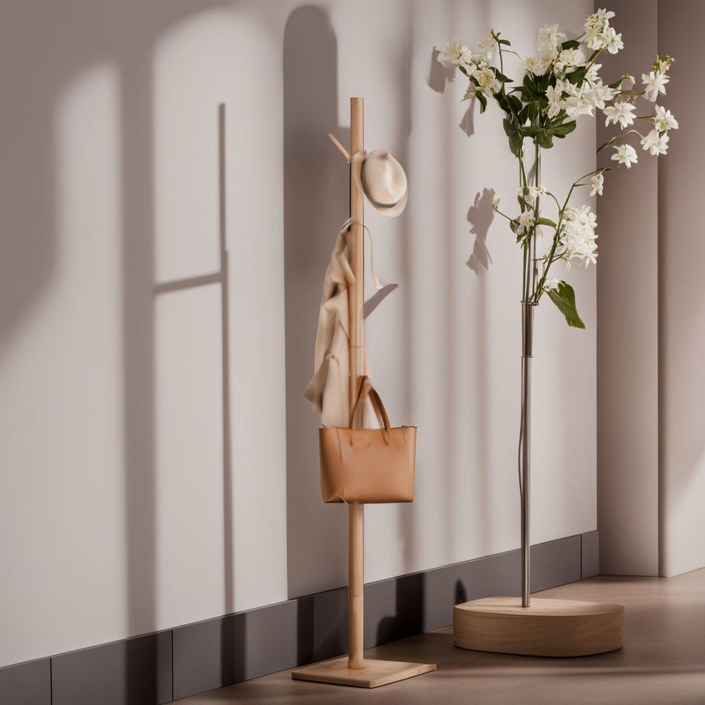 ☆木製ポールハンガーハンガーラック 落ちにくい 倒れにくい 調節可能