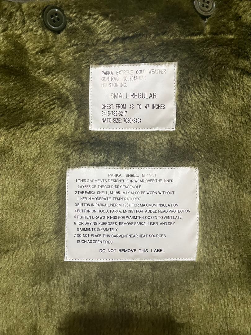 HOUSTON M51 オリーブグリーン フリース裏地 モッズコート