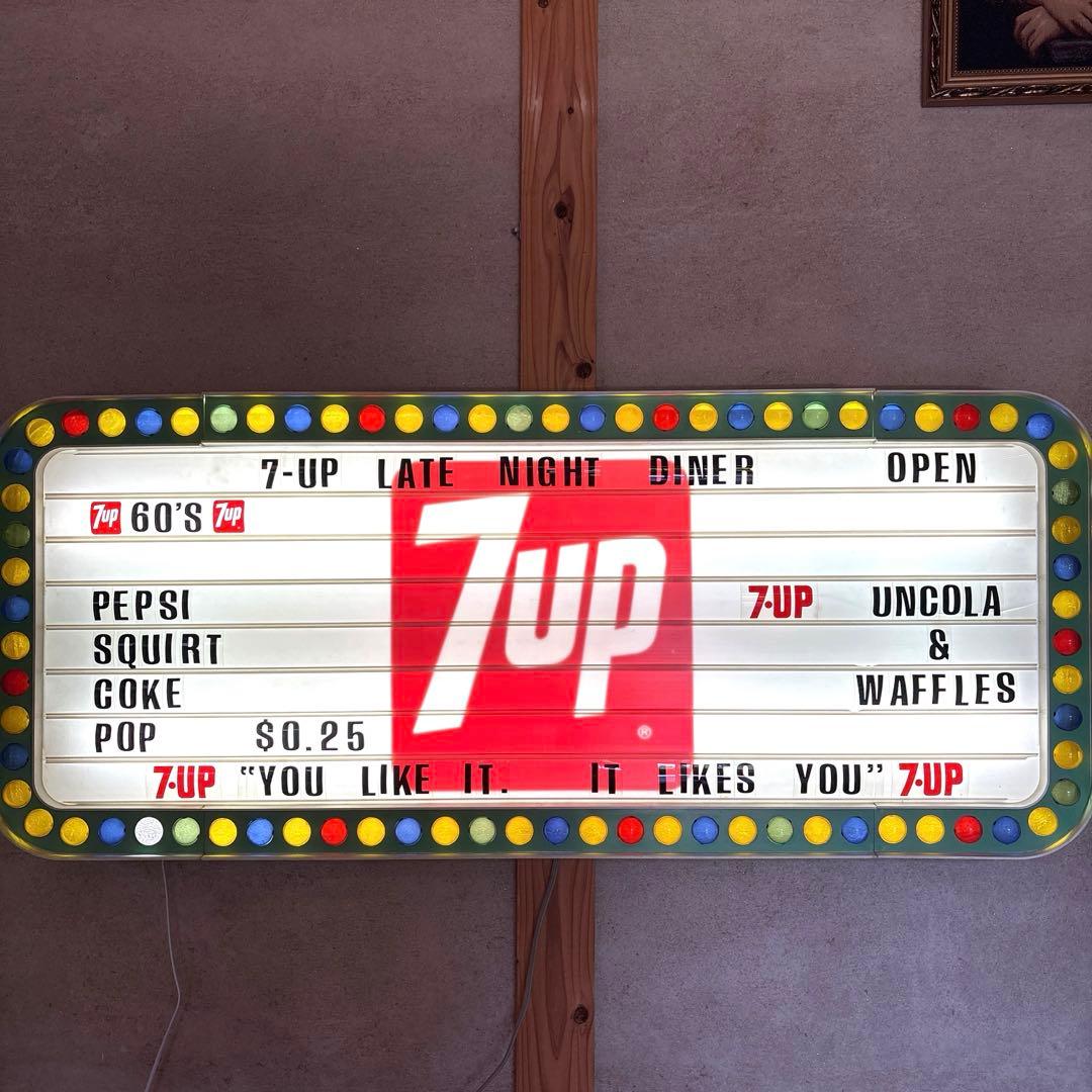 宝物！　60s 70s セブンアップ　メニューボード　看板　ネオンサイン　7up