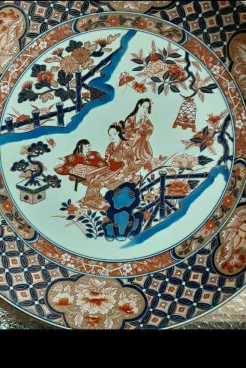 伊万里焼☘️弥右ヱ門作:大絵皿 金彩「古伊万里美人」✨美品