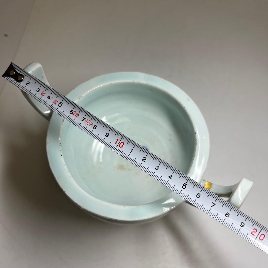 李朝　青白磁香炉　幅約18㎝　東Y8-0203②タサオ