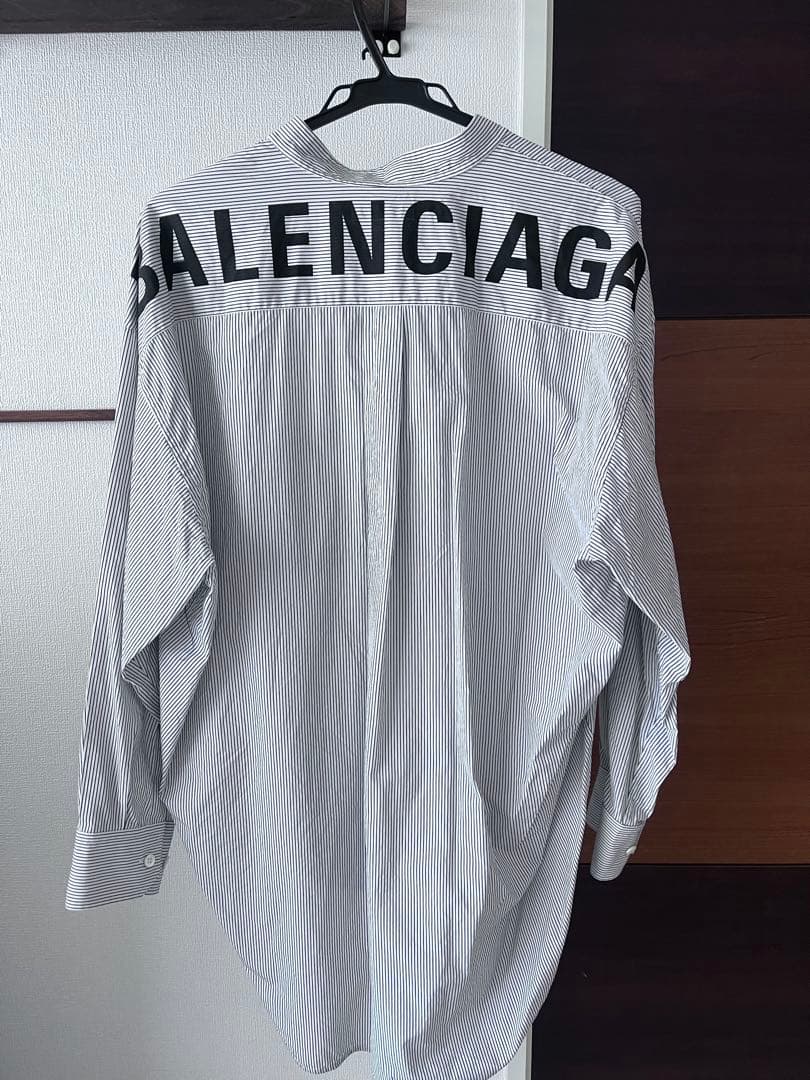 ⭐️美品BALENCIAGAバレンシアガ リボンシャツ 背ロゴ ストライプ34