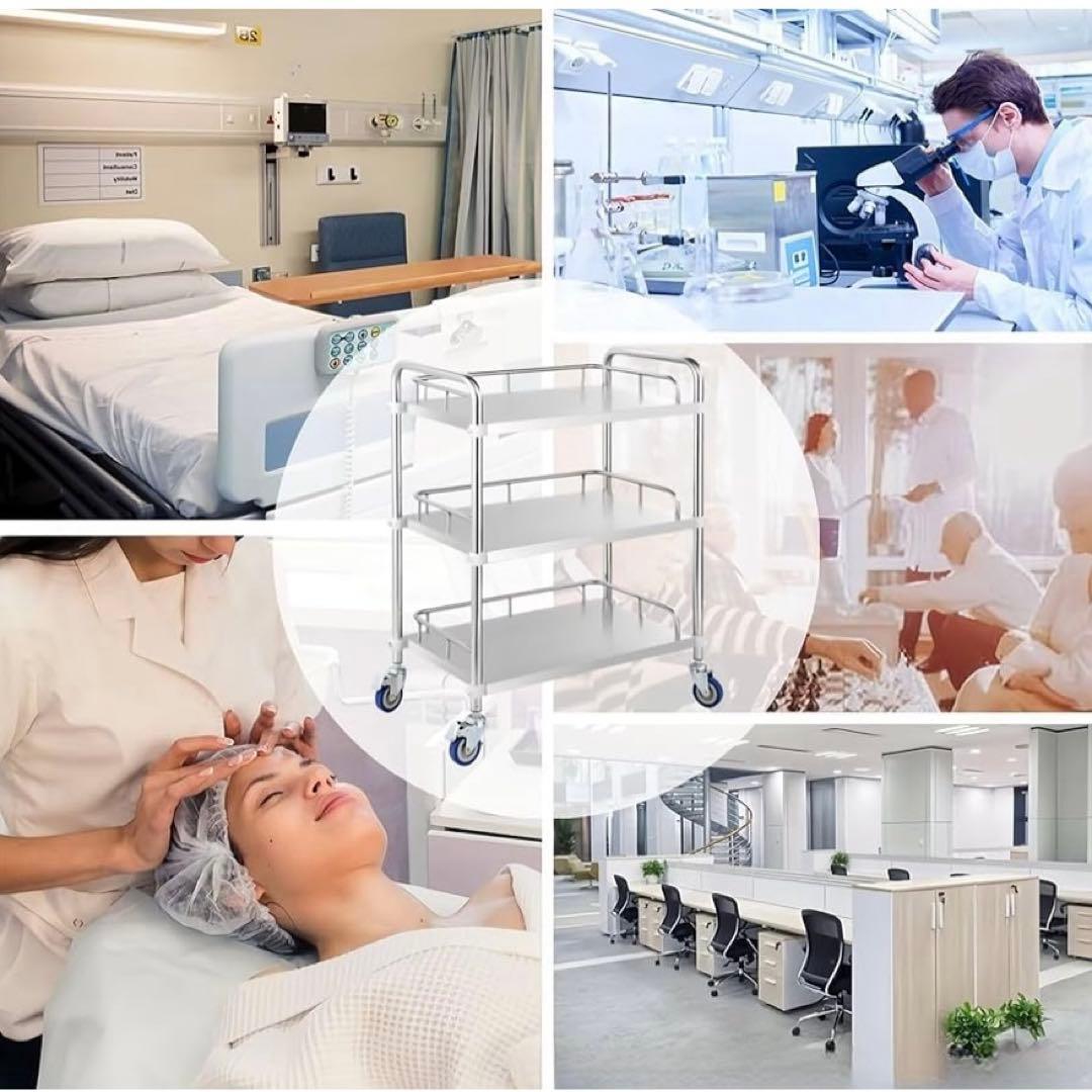 サービスワゴン キッチンワゴン ステンレス キャスター付き ストッパー付 3段