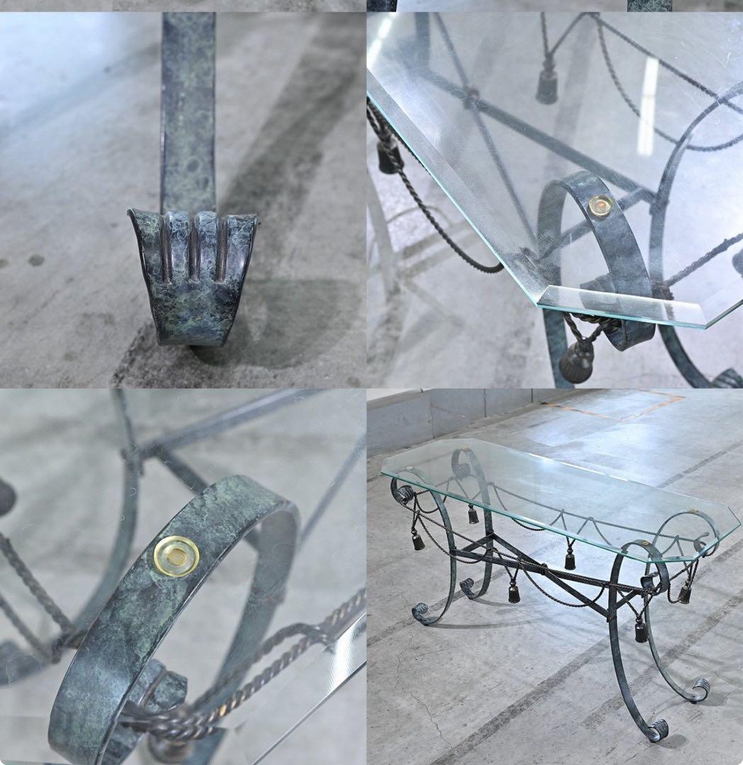 ★アール・ヌーボー様式 フランスビンテージ コンソールテーブル ガラス 飾り台