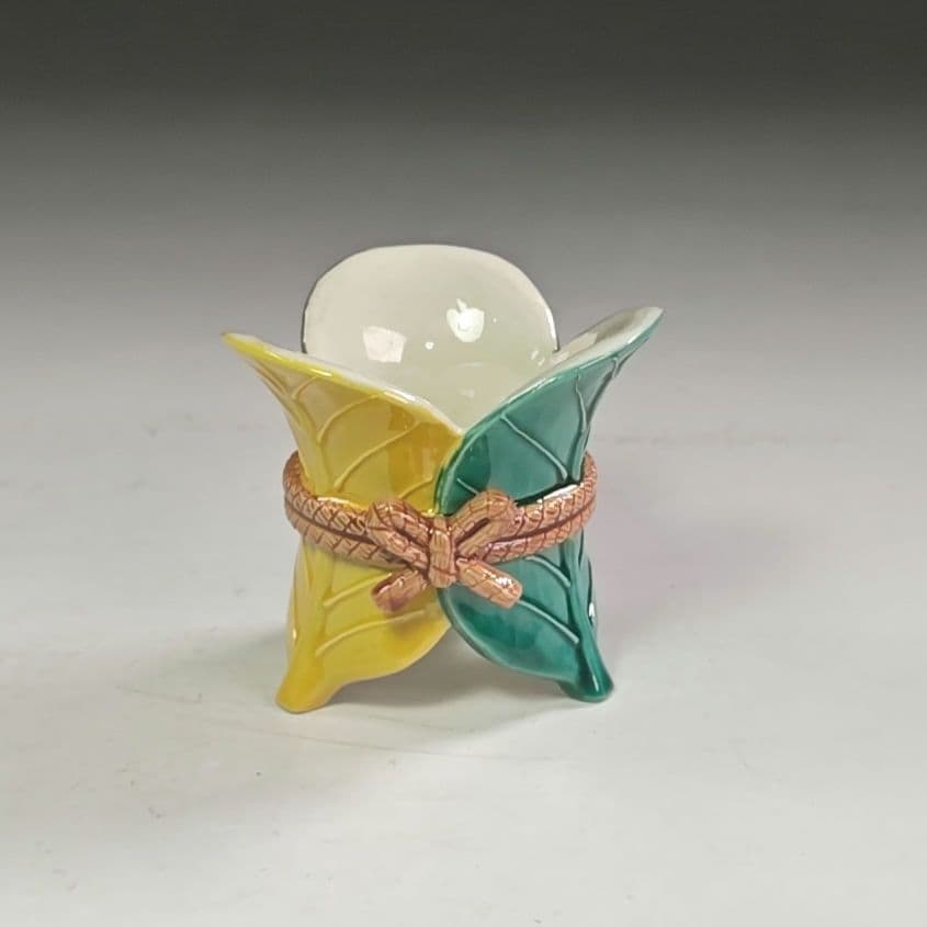 ウ270 蓋置『中村翠嵐』『交趾焼　三ツ葉　蓋置　共箱』茶道具